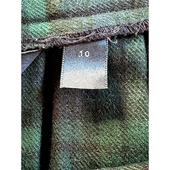 Vtg Lands' End Green Blue Plaid Wool Pleated Midi Wrap W. Pin Skirt Sz 10 USA - Picture 4 of 6